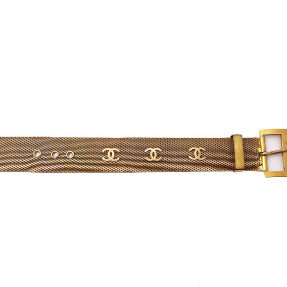 Chanel Rare Vintage Gold Plated CC Mesh Belt Bracelet - Picture 1 of 4